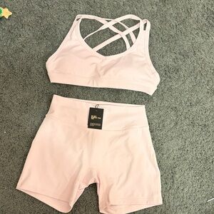 YoungLA Women's Pink Sports Bra and Shorts Set